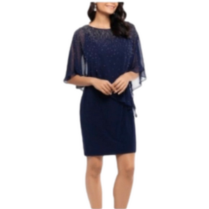 X by XSCAPE Gorgeous Navy Blue Studded
Chiffon Overlay Dress Size 6